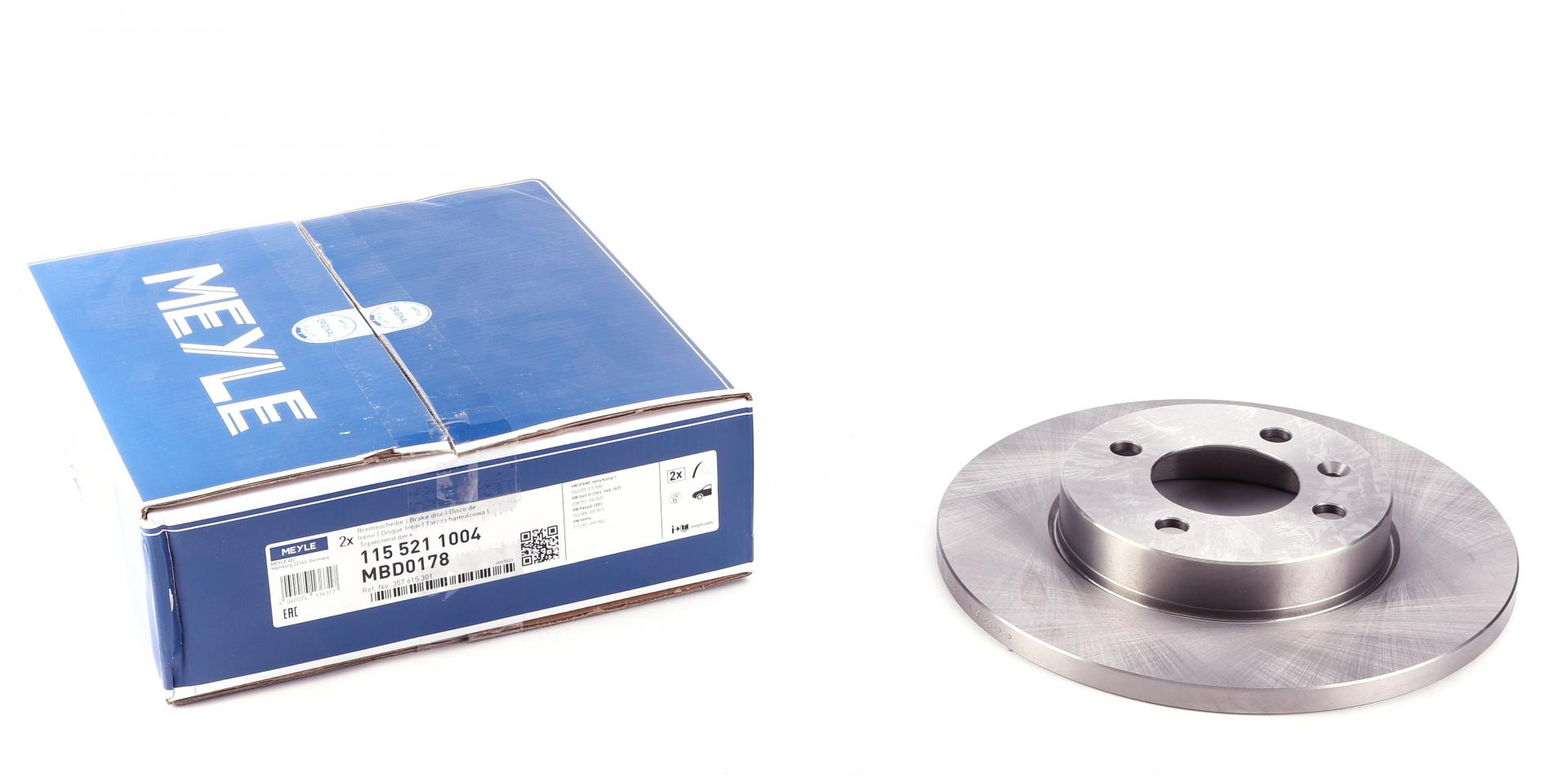 Тормозной диск  Диск тормозной передний VW Caddy II/III/IV/Passat/Vento 1.4-2.0 88-04 (256x12.9) MEYLE  1155211004 MEYLE арт. 1155211004