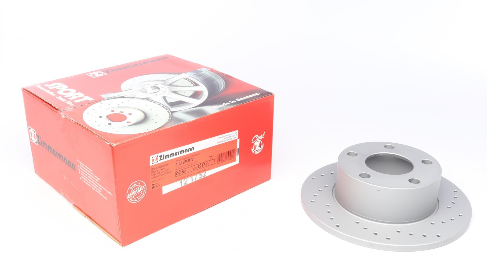 Тормозной диск Диск тормозной (задний) Skoda Superb/VW Passat 96-08 (245x10) (с покрытием) (с отверстиями) (полный) ZIMMERMANN арт. 100121752