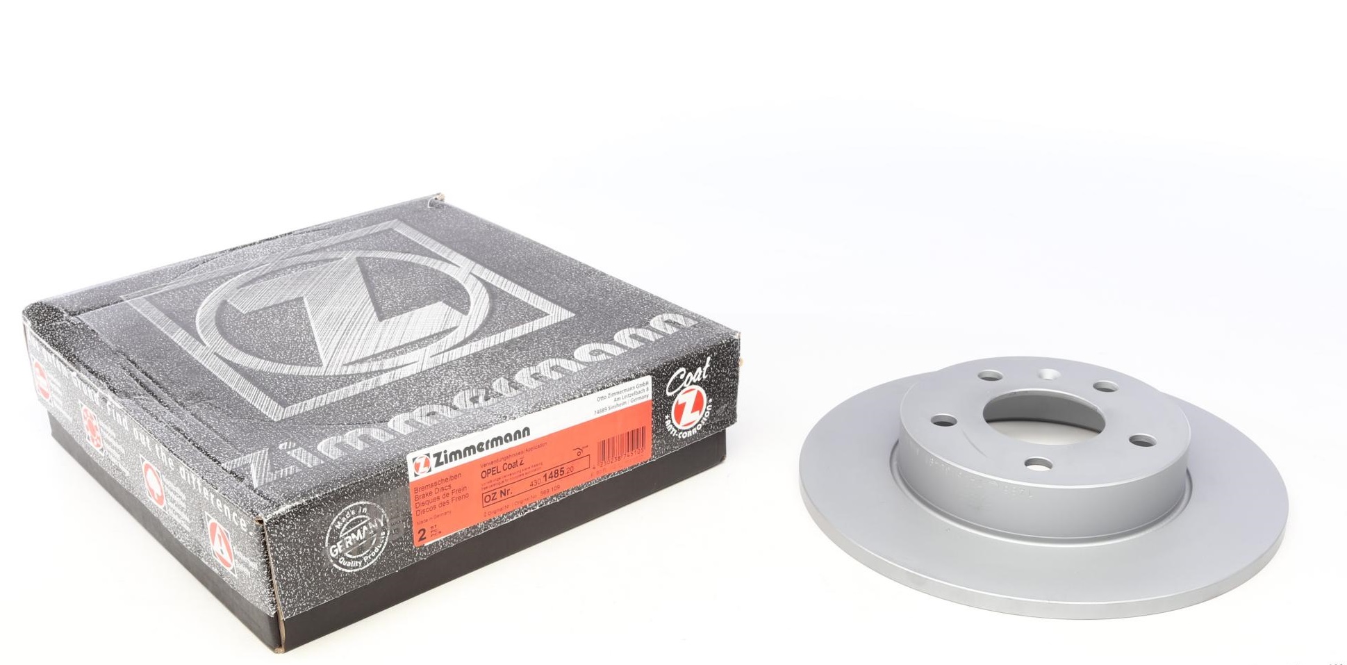 Тормозной диск Диск тормозной (задний) Opel Combo 1.7 04- (264x10) (с покрытием) (полный) ZIMMERMANN арт. 430148520