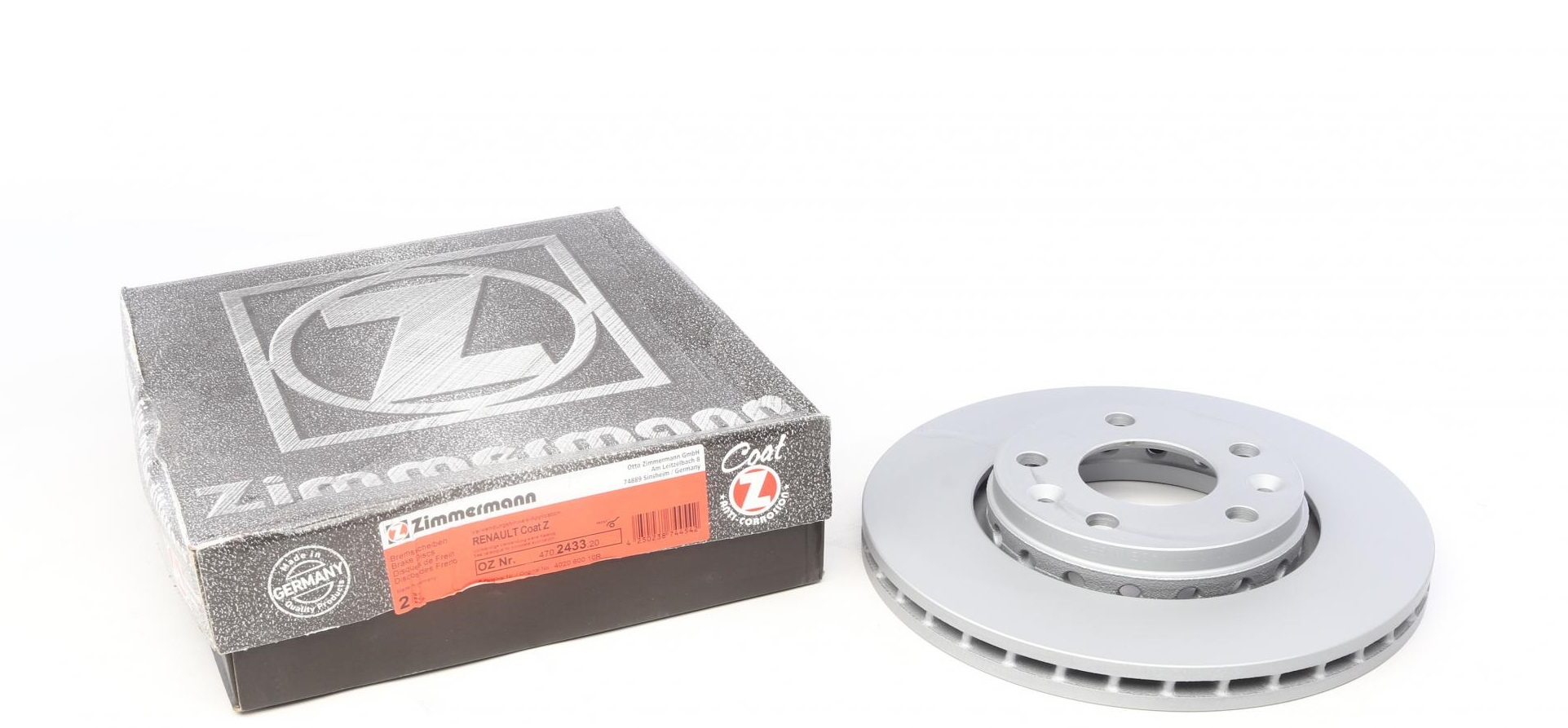 Тормозной диск Диск тормозной (передний) Renault Megane 08- (280x24) (с покрытием) (вентилируемый) ZIMMERMANN арт. 470243320