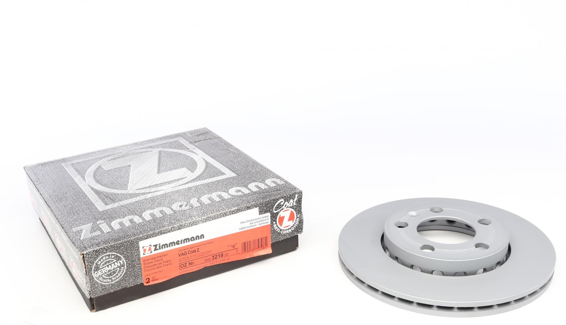 Тормозной диск Диск тормозной (передний) Skoda Fabia/VW Polo 1.2-1.4 99-14 (239x18) (с покрытием) (вентилируемый) ZIMMERMANN арт. 600321820