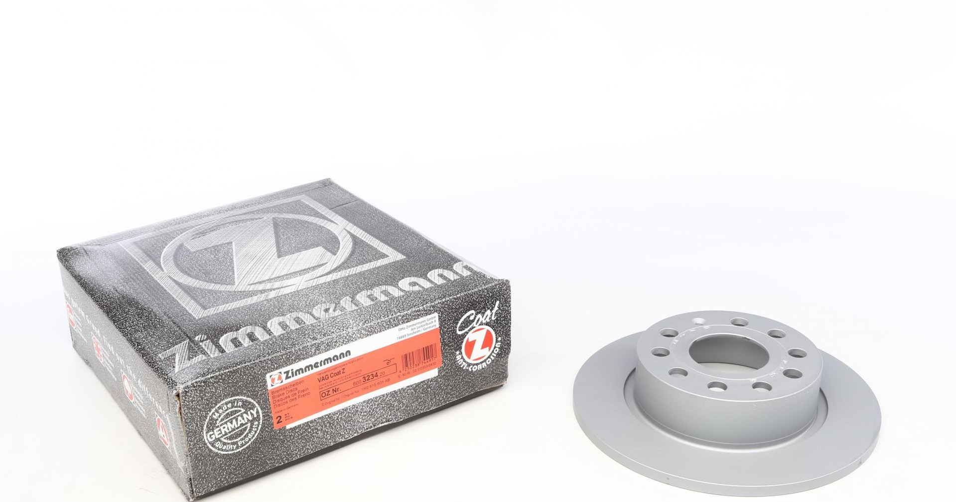 Тормозной диск Диск тормозной (задний) Audi A3//VW Caddy III 04-15/Skoda Octavia III/IV 03- (253x10)(с покрытием) ZIMMERMANN арт. 600323452