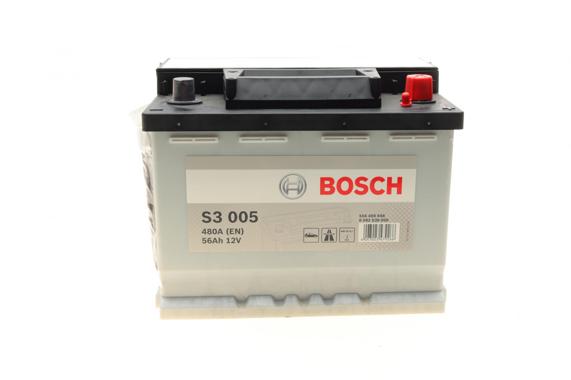 Аккумуляторы Акумуляторна батарея 56Ah/480A (242x175x190/+R/B13) BOSCH арт. 0092S30050