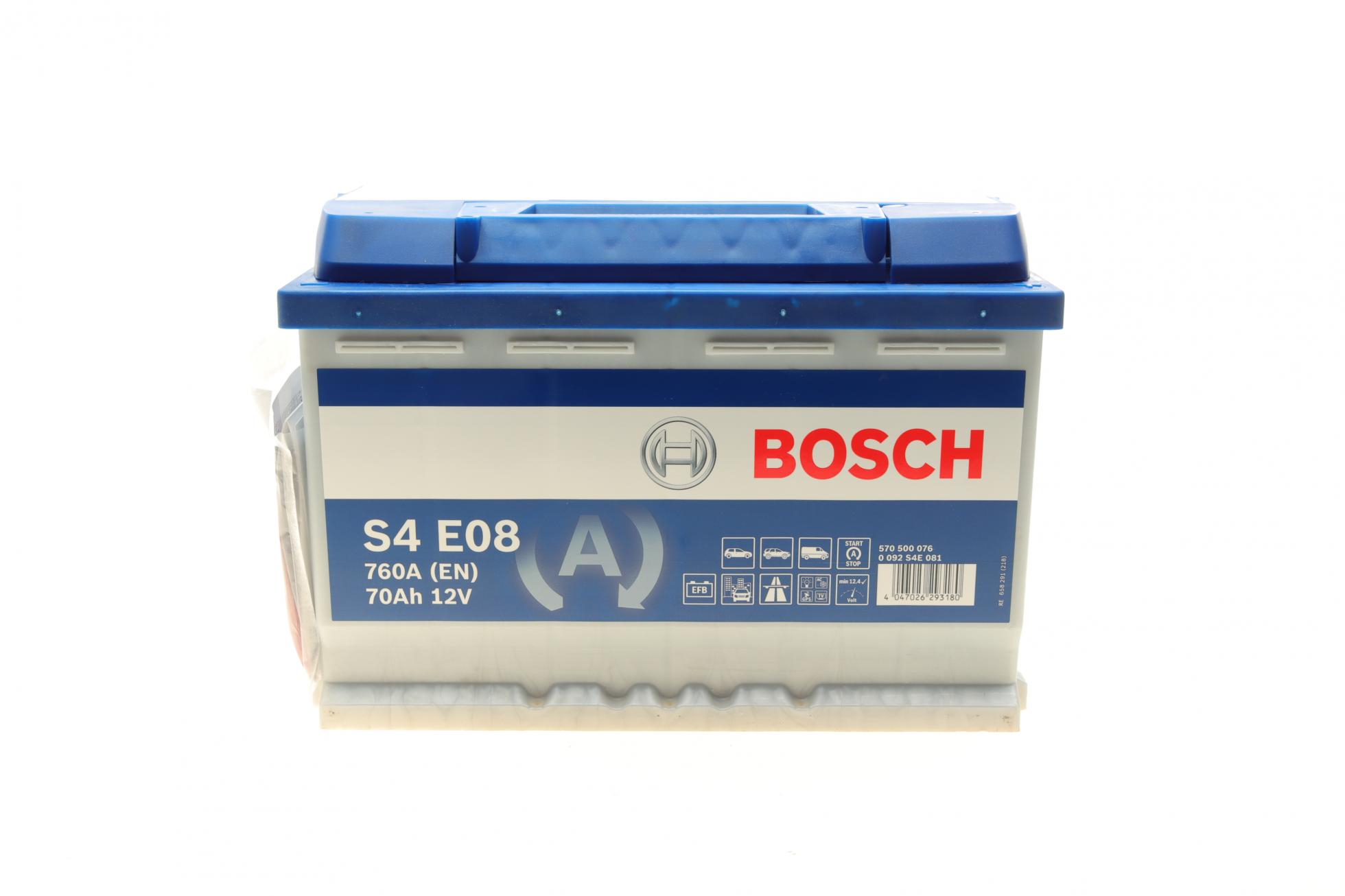 Аккумуляторы Акумуляторна батарея 70Ah/760A (278x175x190/+R/B13) (Start-Stop EFB) BOSCH арт. 0092S4E080