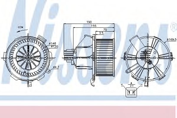 Вентилятор и комплектующие Вентилятор салона NISSENS арт. 87085