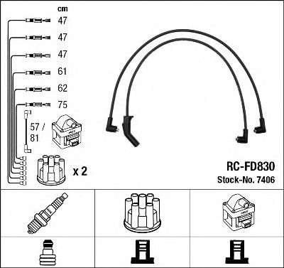 Комплект проводів запалення NGK арт. 7406