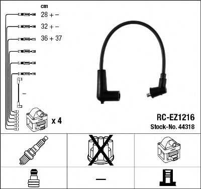 Высоковольтные провода, кабели для запуска Комплект проводів запалення NGK арт. 44318