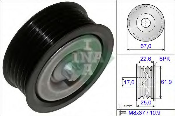 Натяжитель привода ремня/натяжной,направляющий ролик Обводний ролик INA арт. 532052610