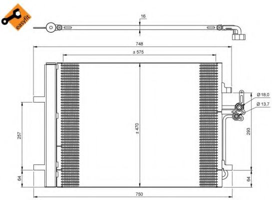 Радиатор кондиционера (с осушителем) Ford Galaxy/Mondeo 1.6-2.2 TDCi 07-15 NRF арт. 35850