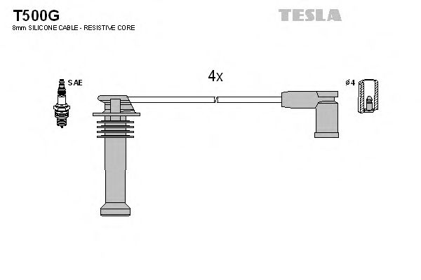 Комплект кабелiв запалювання TESLA арт. T500G