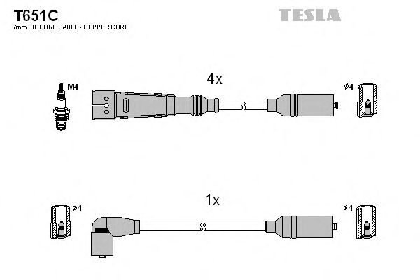 Комплект кабелiв запалювання TESLA арт. T651C
