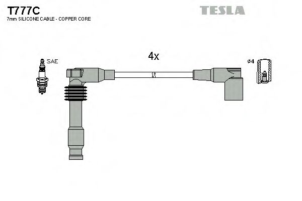 Комплект кабелiв запалювання TESLA арт. T777C