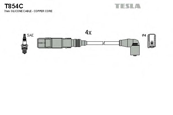 Комплект кабелiв запалювання TESLA арт. T854C
