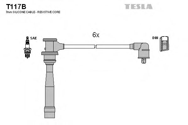 Комплект кабелiв запалювання TESLA арт. T117B