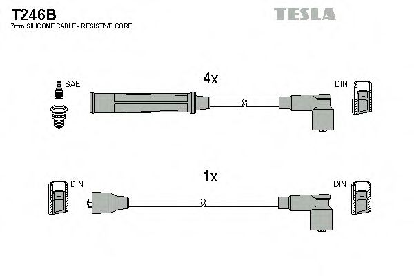 Комплект кабелiв запалювання TESLA арт. T246B