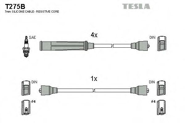 Комплект кабелiв запалювання TESLA арт. T275B