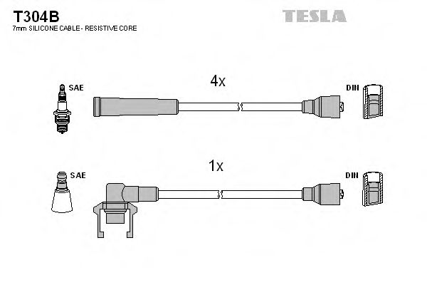 Комплект кабелiв запалювання TESLA арт. T304B