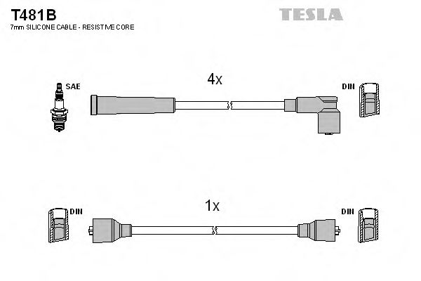 Высоковольтные провода, кабели для запуска Дроти В/В Mazda 323, 80-90 TESLA арт. T481B