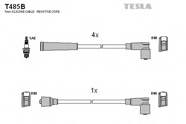 Комплект кабелiв запалювання TESLA арт. T485B