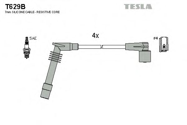 Комплект кабелiв запалювання TESLA арт. T629B