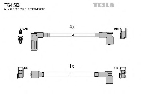 Комплект кабелiв запалювання TESLA арт. T645B