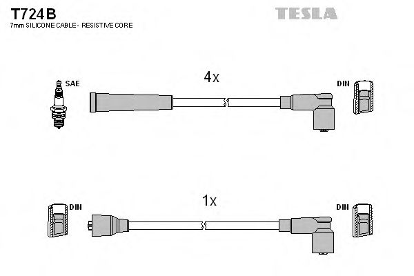 Комплект кабелiв запалювання TESLA арт. T724B