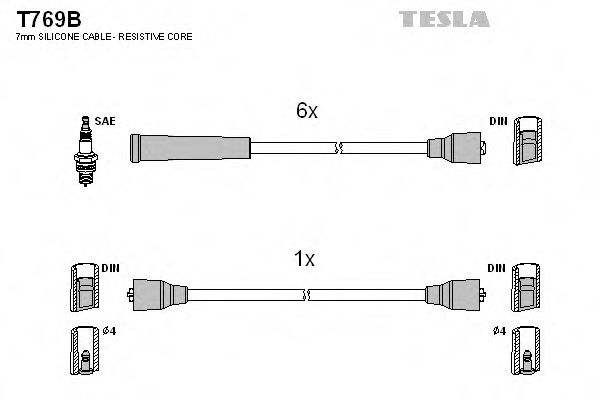 Комплект кабелiв запалювання TESLA арт. T769B