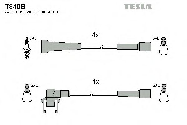 Комплект кабелiв запалювання TESLA арт. T840B