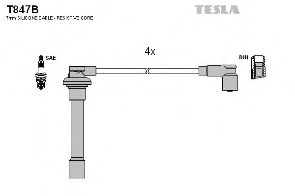 Комплект кабелiв запалювання TESLA арт. T847B