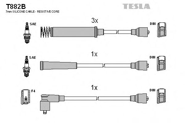 Комплект кабелiв запалювання TESLA арт. T882B