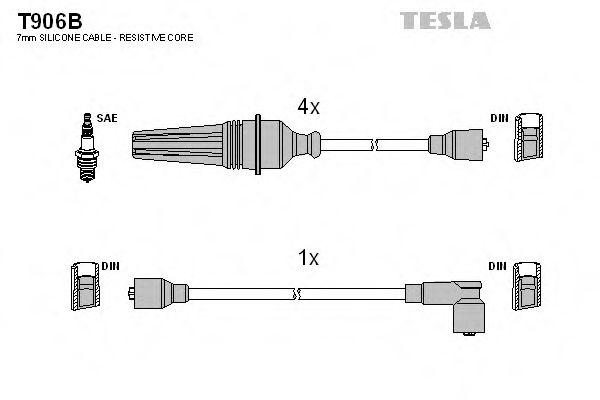 Комплект кабелiв запалювання TESLA арт. T906B