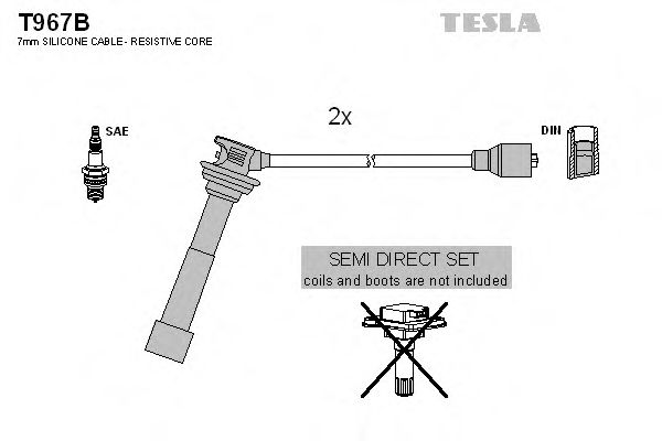 Комплект кабелiв запалювання TESLA арт. T967B