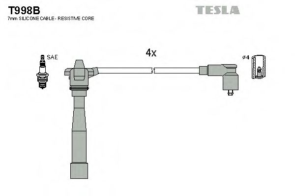 Комплект кабелiв запалювання TESLA арт. T998B