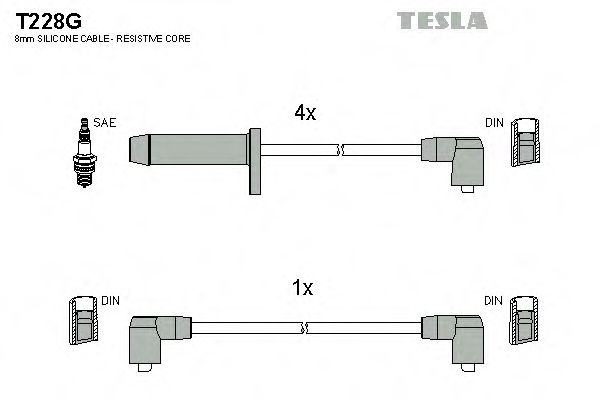Комплект кабелiв запалювання TESLA арт. T228G