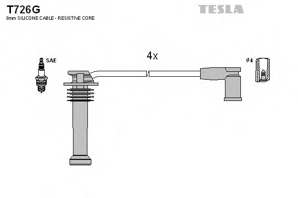 Комплект кабелiв запалювання TESLA арт. T726G