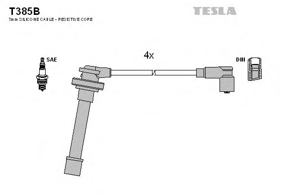Комплект кабелiв запалювання TESLA арт. T385B