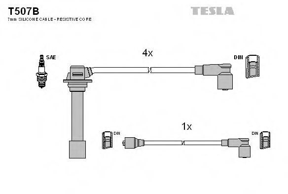 Комплект кабелiв запалювання TESLA арт. T507B