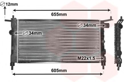 Радиатор охлаждения Радиатор охлаждения двигателя CORSA B/COMBO 1.2/1.4/1.6 (Van Wezel) VANWEZEL арт. 37002183