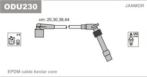 Высоковольтные провода, кабели для запуска Провода в/в Opel JANMOR арт. ODU230