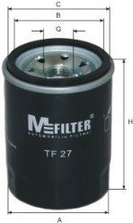 Фильтры масляные Фильтр масляный двигателя MAZDA, MITSUBISHI (пр-во M-FILTER) MFILTER арт. TF27