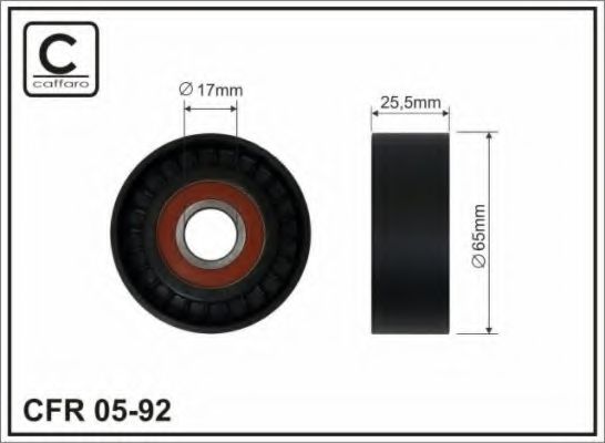 Натяжитель привода ремня/натяжной,направляющий ролик (65x17x25,5) Натяжник паска Fiat, Opel 1.6D Multijet-2.0D Multijet 01.04- CAFFARO арт. 0592