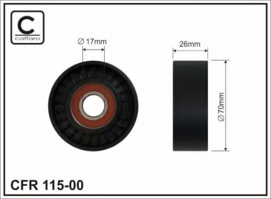Натяжитель привода ремня/натяжной,направляющий ролик (70x17x26 пластик) Ролик паса поліклинового BMW E65 735/740 01- CAFFARO арт. 11500