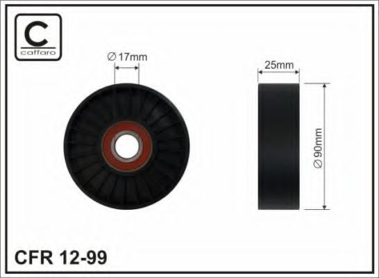 Натяжитель привода ремня/натяжной,направляющий ролик 90x17x25 Ролик натяжний паска поліклинового Opel 2.0DI/2.2DI CAFFARO арт. 1299