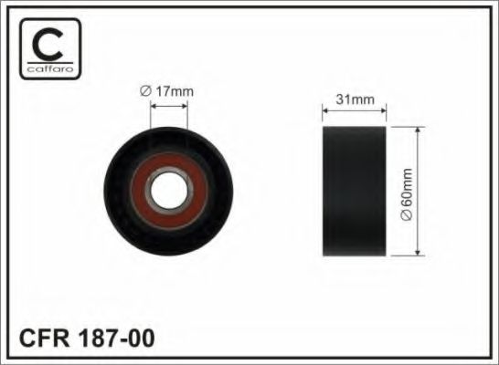 Натяжитель привода ремня/натяжной,направляющий ролик Ролик натяжний паска поліклинового Nissan/Renault 2.2dCi-2.5dCi 09.00- CAFFARO арт. 18700
