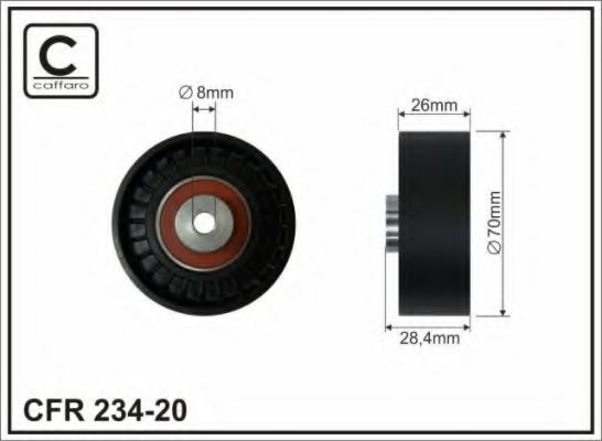 Натяжитель привода ремня/натяжной,направляющий ролик 70x8x26 Ролік паска Ford Mondeo 1.8/2.0/2.0TDCI 00- CAFFARO арт. 23420