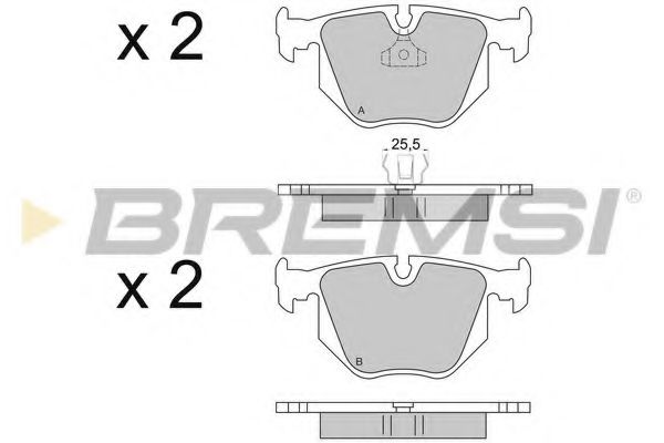 Тормозные колодки Гальмівні колодки зад. BMW 3(E46)/7(E38)/X5(E53) 94-11 (ATE) (123x59,4x17,3) BREMSI арт. BP2652