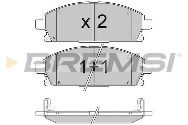 Тормозные колодки Гальмівні колодки перед. Nissan X-Trail 01-13/Pathfinder 97-04 (sumitomo) (159x56x16,4) BREMSI арт. BP3068