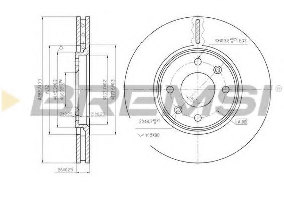 Гальмівний диск перед. Peugeot 406/Citroen Xantia 95- (283x26) (вент.) (заміна на CD6841V)