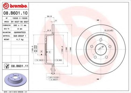 Гальмівний диск BREMBO арт. 08B60111