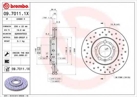 Гальмівні диски BREMBO арт. 0970111X